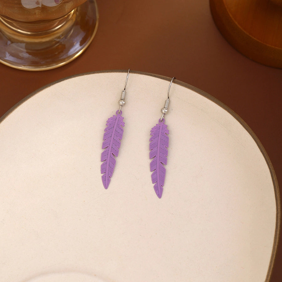 1 Pair Retro Feather Copper Drop Earrings