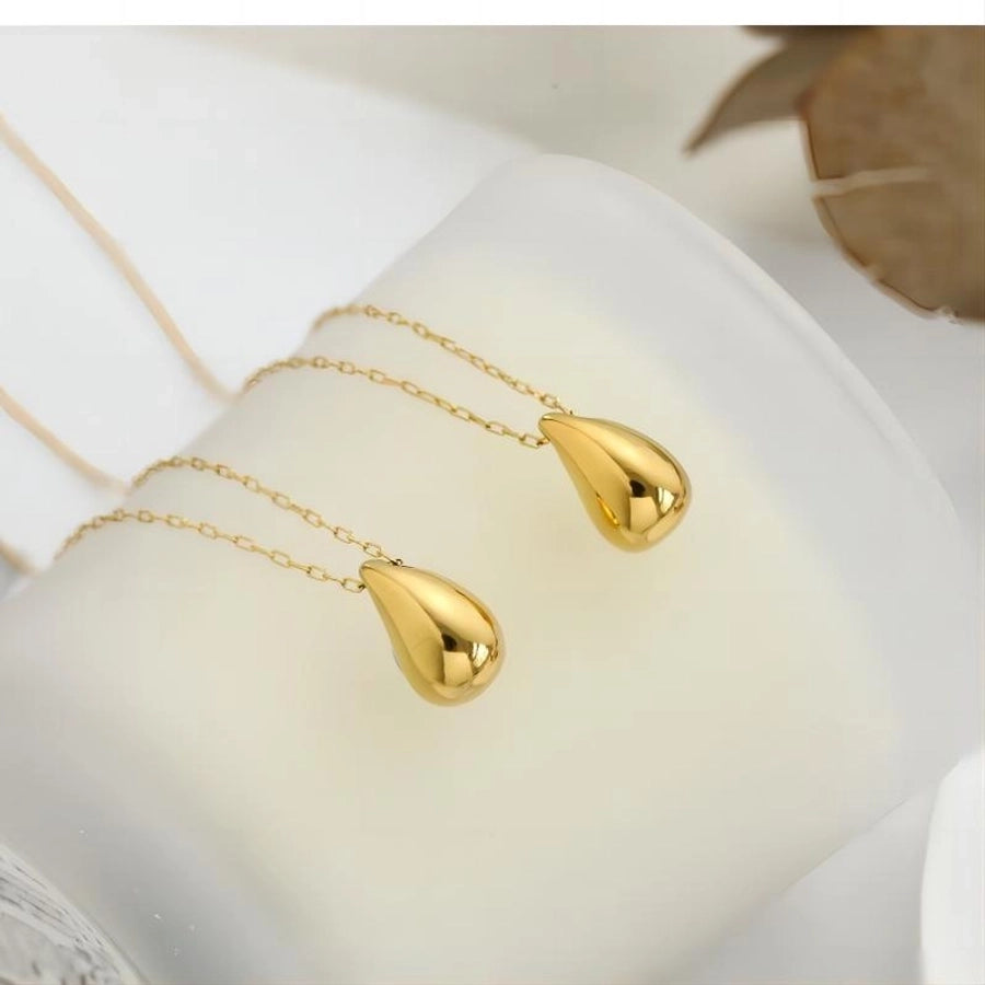 Stainless Steel 18K Gold Plated IG Style Vintage Style Polishing Plating Water Droplets Pendant Necklace