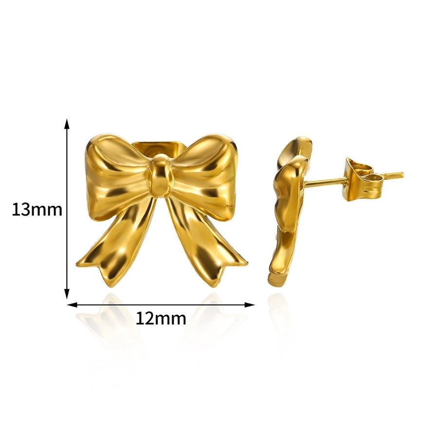 1 Pair Simple Style Classic Style Bow Knot Plating 304 Stainless Steel Ear Studs