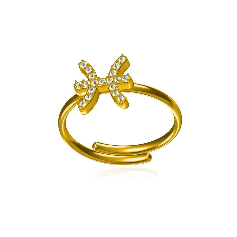 Jewelry Simple Style Constellation Titanium Steel Zircon Gold Plated Plating Inlay Open Rings