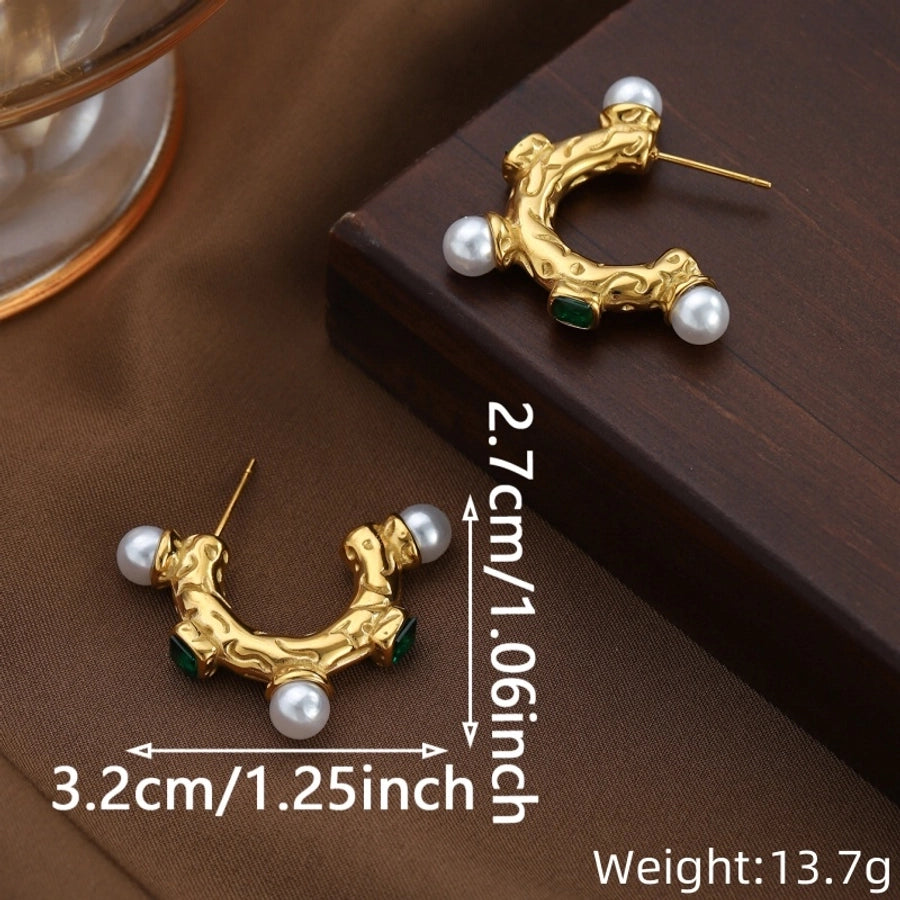 1 Pair Elegant Classical Vintage Style Letter 304 Stainless Steel Earrings