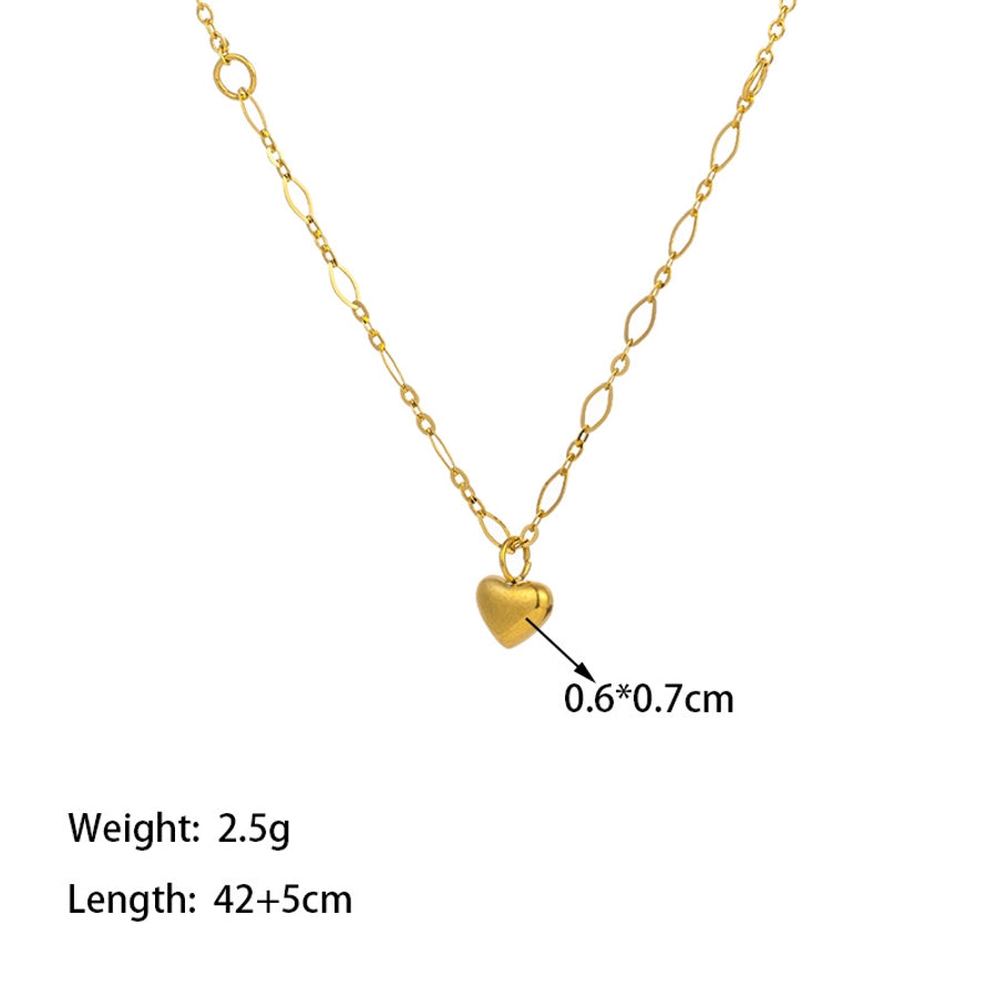 A Simple 18K Real Gold Stainless Steel Heart-Shaped Multi-Part Small Peach Heart Handmade Diamond Chain Necklace