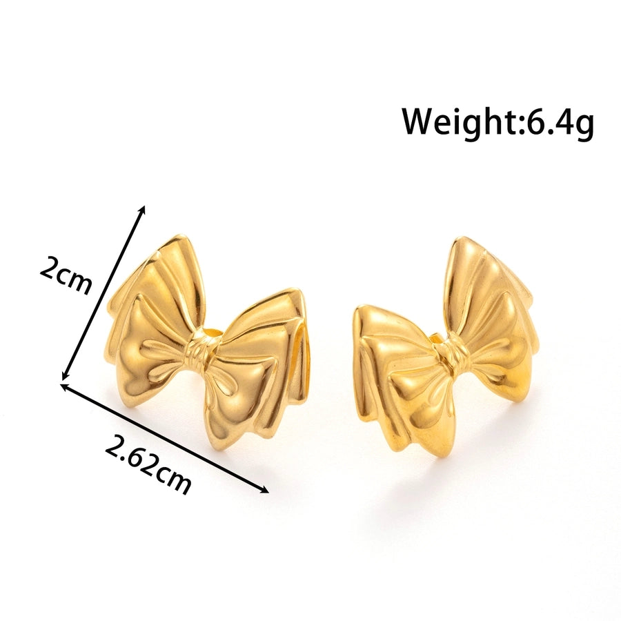 1 Pair Vintage Style French Style Simple Style Square Flower Bow Knot 304 Stainless Steel Ear Studs