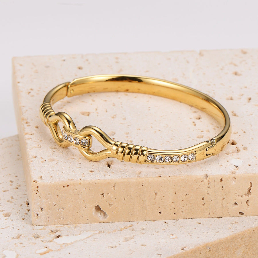 Simple Style Solid Color 304 Stainless Steel 18K Gold Plated Zircon Stainless Steel Bracelets In Bulk