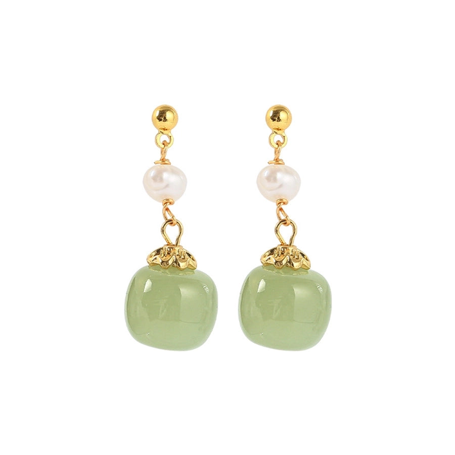 1 Pair Retro Geometric natural stone Drop Earrings - CEJEW