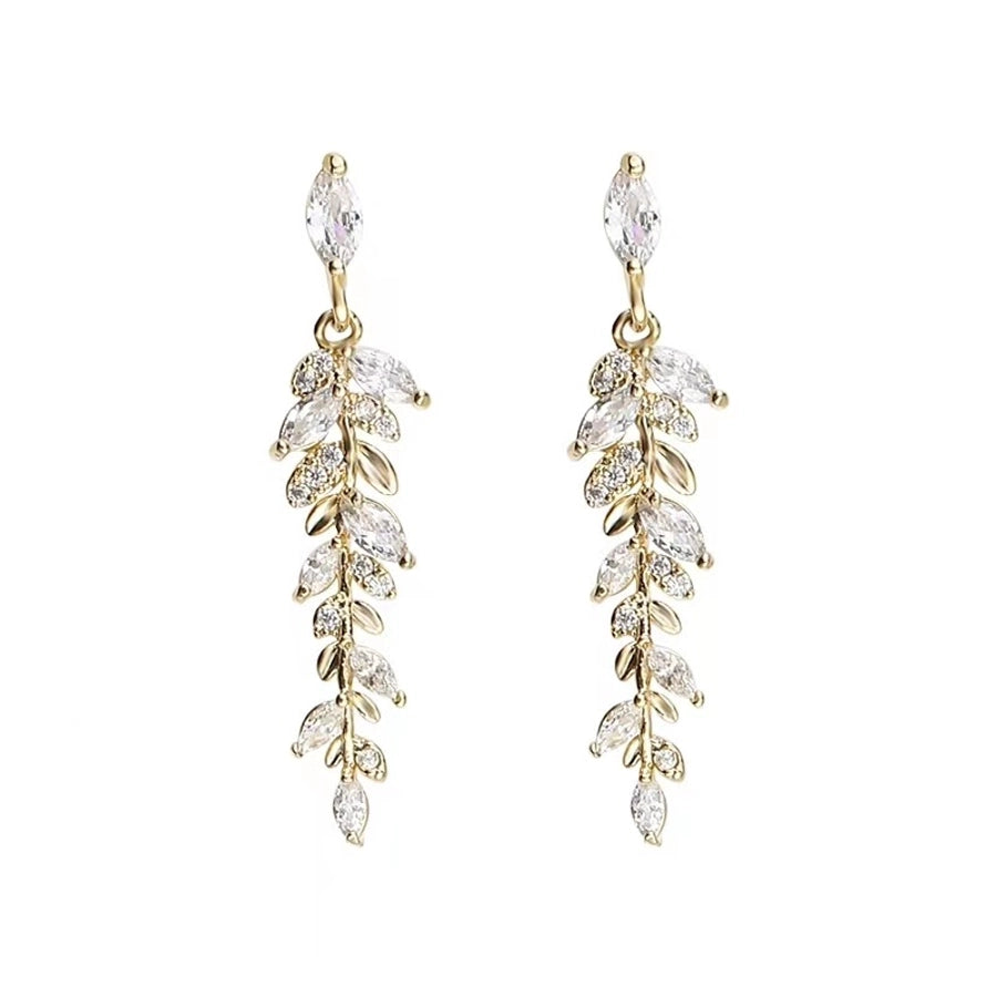 Diamond Leaves Fashion Sense Earrings  New Fashion Retro Elegant Atmospheric Long Tassel Earrings for Women