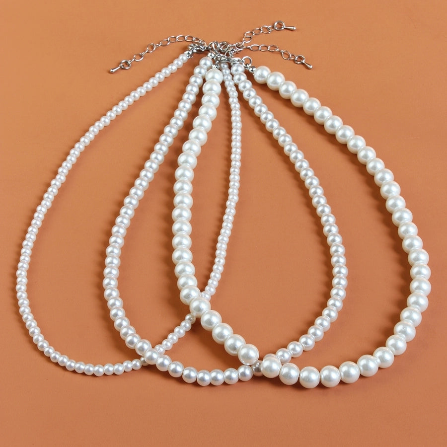 Elegant French Style Geometric Round Artificial Pearl Alloy  Necklace