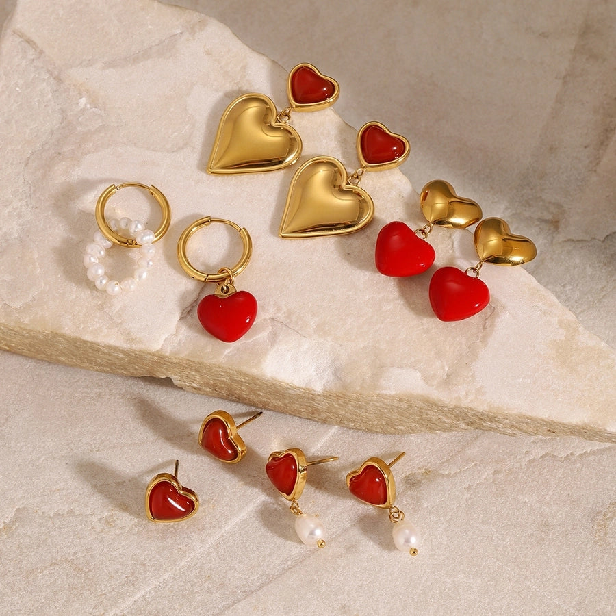 1 Pair Casual Exaggerated Heart Shape 304 Stainless Steel 18K Gold Plated Drop Earrings Earrings