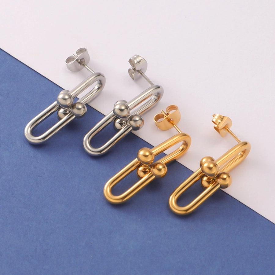 1 Pair Simple Style U Shape Plating Titanium Steel None 18K Gold Plated Ear Studs - CEJEW