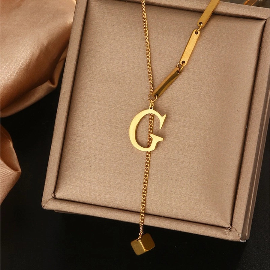 Jewelry Simple Style Artistic Letter 201 Stainless Steel 18K Gold Plated Pendant Necklace