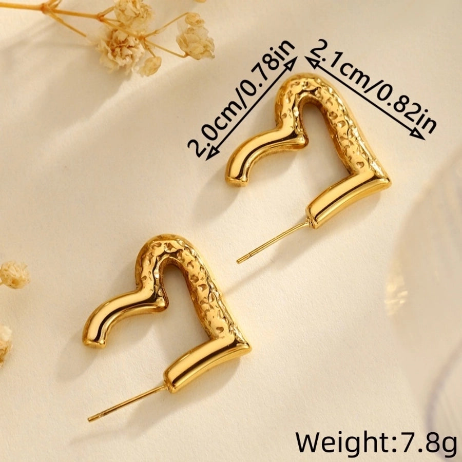 1 Pair Classical Retro Irregular Heart Shape Inlay 304 Stainless Steel Zircon Stainless Steel Earrings