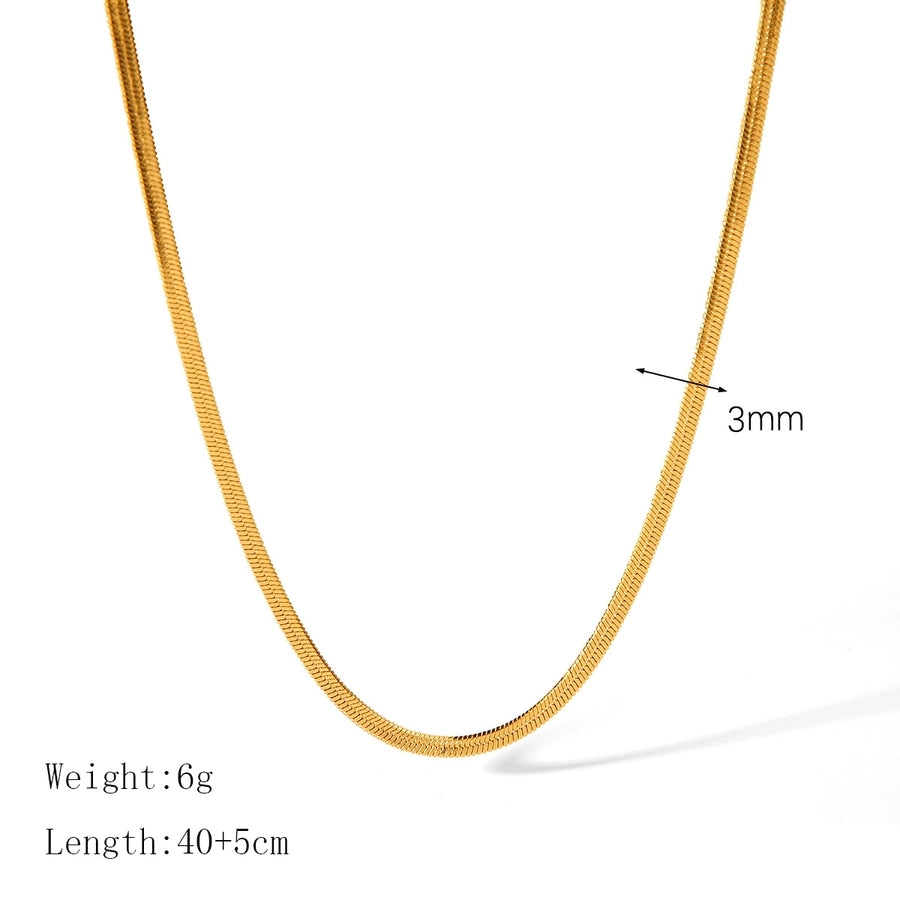 Jewelry Basic Simple Style Commute Solid Color 304 Stainless Steel 18K Gold Plated Plating Necklace - CEJEW