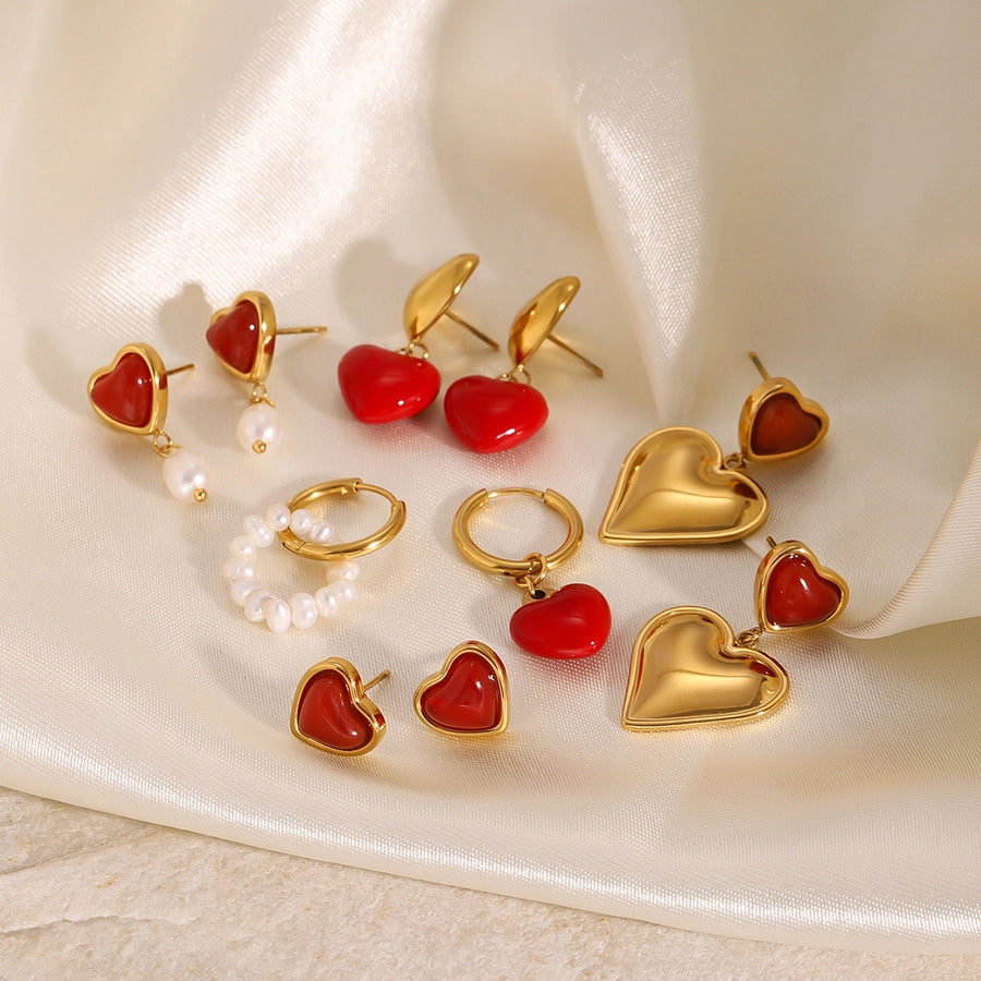 1 Pair Casual Exaggerated Heart Shape 304 Stainless Steel 18K Gold Plated Drop Earrings Earrings