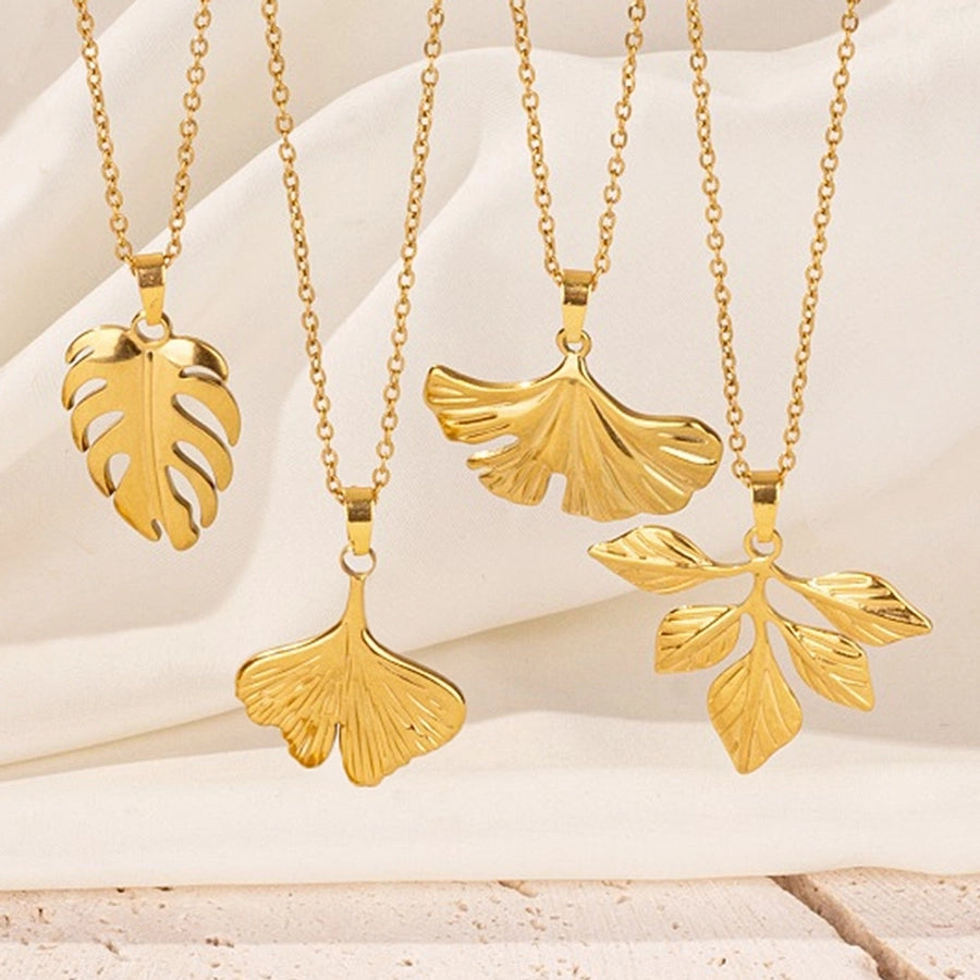 Jewelry Casual Simple Style Leaves 304 Stainless Steel 18K Gold Plated Pendant Necklace