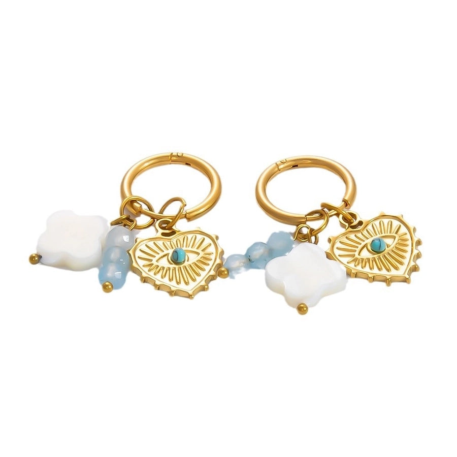 1 Pair Simple Style Sun Hippocampus Solid Color Pearl Inlay 304 Stainless Steel Turquoise Zircon Drop Earrings Earrings