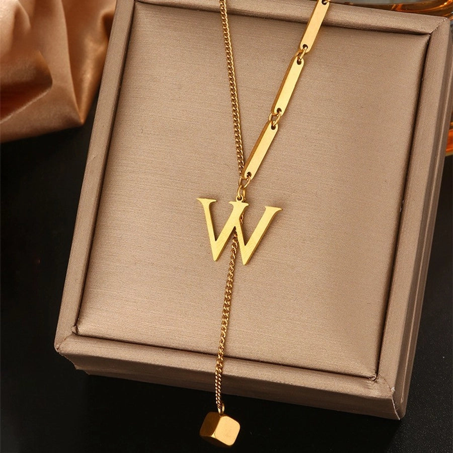 Jewelry Simple Style Artistic Letter 201 Stainless Steel 18K Gold Plated Pendant Necklace