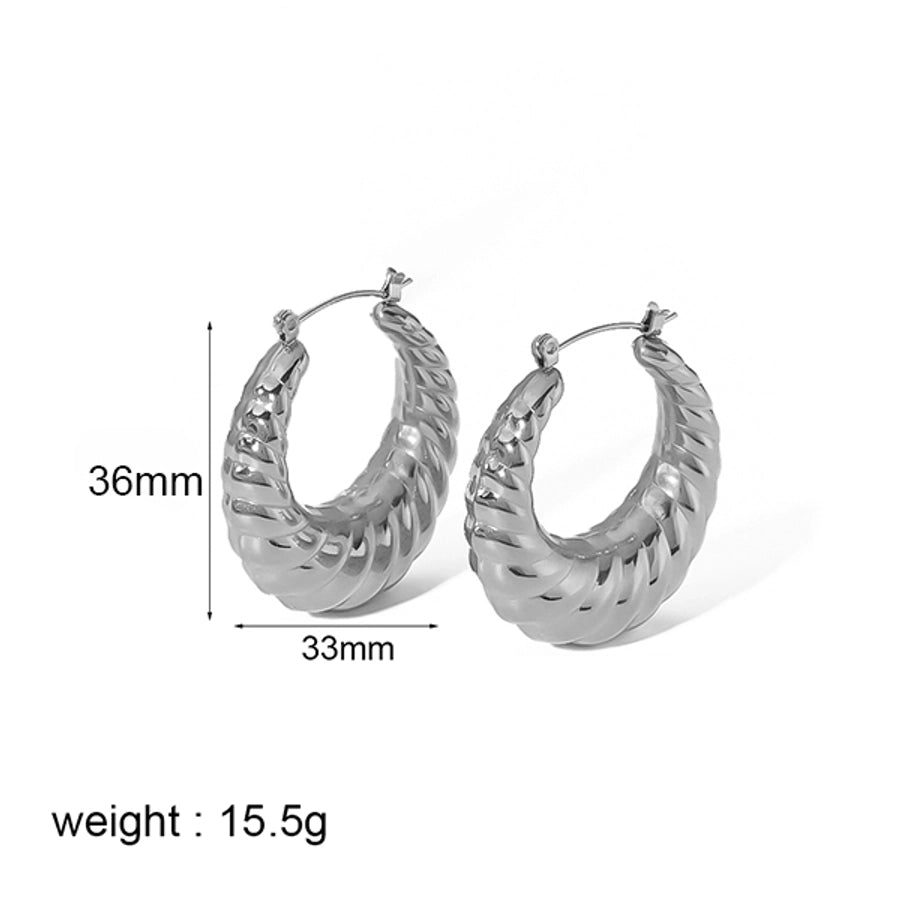 1 Pair Simple Style Classic Style Circle Twist Plating 304 Stainless Steel Hoop Earrings - CEJEW