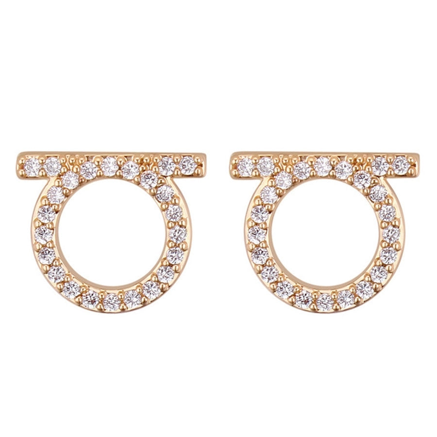 fashion solid color copper inlay zircon ear studs 1 pair