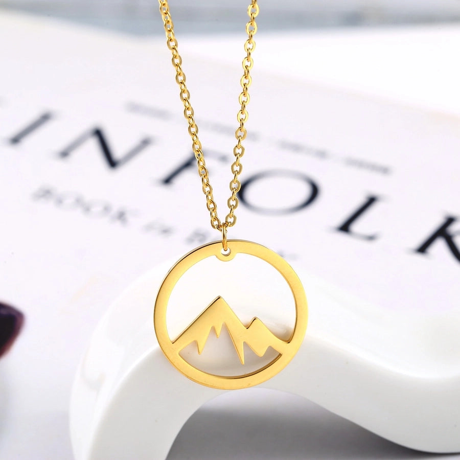 304 Stainless Steel 18K Gold Plated Simple Style Plating Geometric Mountain Pendant Necklace