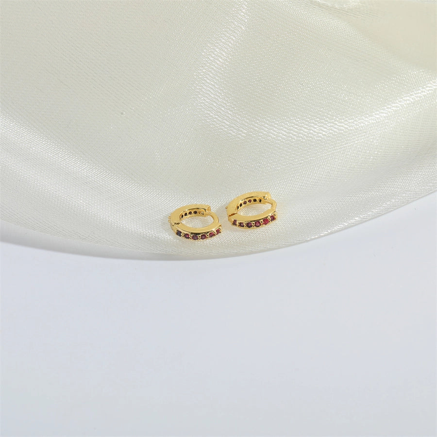 1 Pair Elegant Simple Style Commute Geometric Copper Zircon 14K Gold Plated Earrings