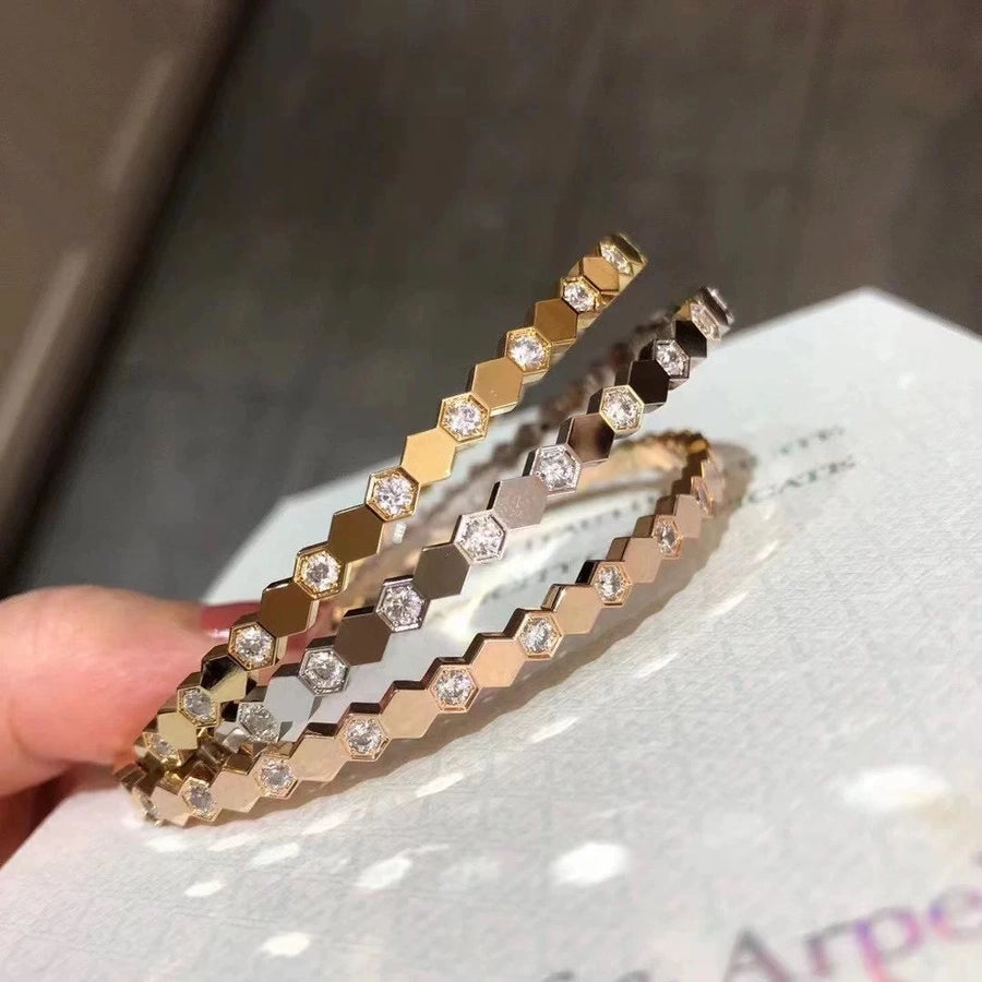 fashion geometric titanium steel zircon bangle