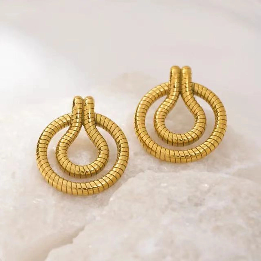 1 Pair Elegant Geometric Solid Color 304 Stainless Steel 18K Gold Plated Stainless Steel Earrings