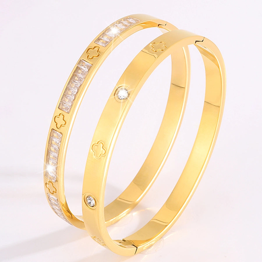 Elegant French Style Classic Style Solid Color 304 Stainless Steel Bangle In Bulk - CEJEW