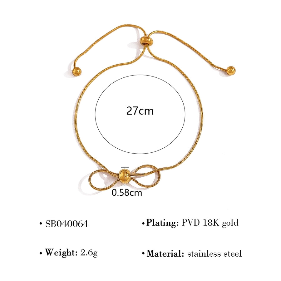 IG Style Bow Knot 304 Stainless Steel 18K Gold Plated snake chain Bracelets In Bulk Stainless Steel Bracelets