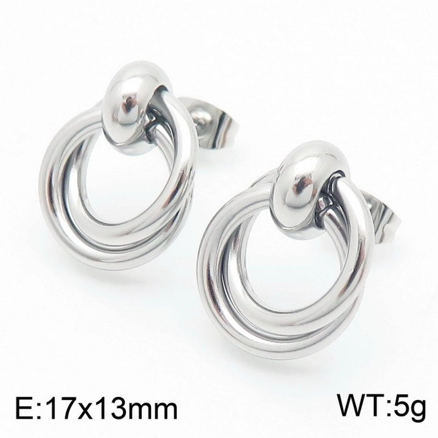 1 Pair Vintage Style Geometric Plating 304 Stainless Steel 18K Gold Plated Ear Studs - CEJEW