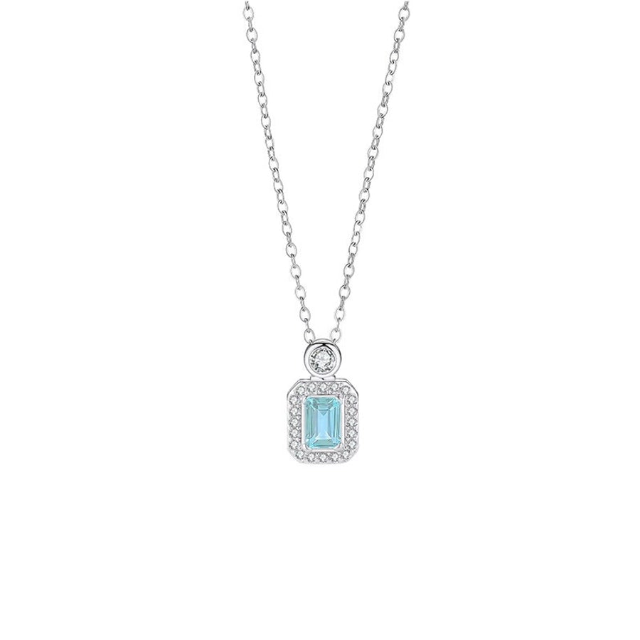 201 Stainless Steel Copper White Gold Plated Plating Inlay Solid Color Zircon Pendant Necklace