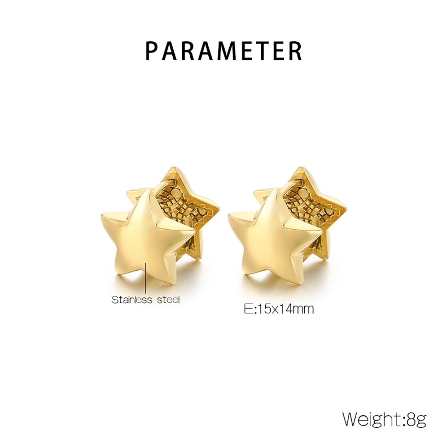 1 Pair Elegant Simple Style Streetwear Star 304 Stainless Steel 18K Gold Plated Stainless Steel Earrings