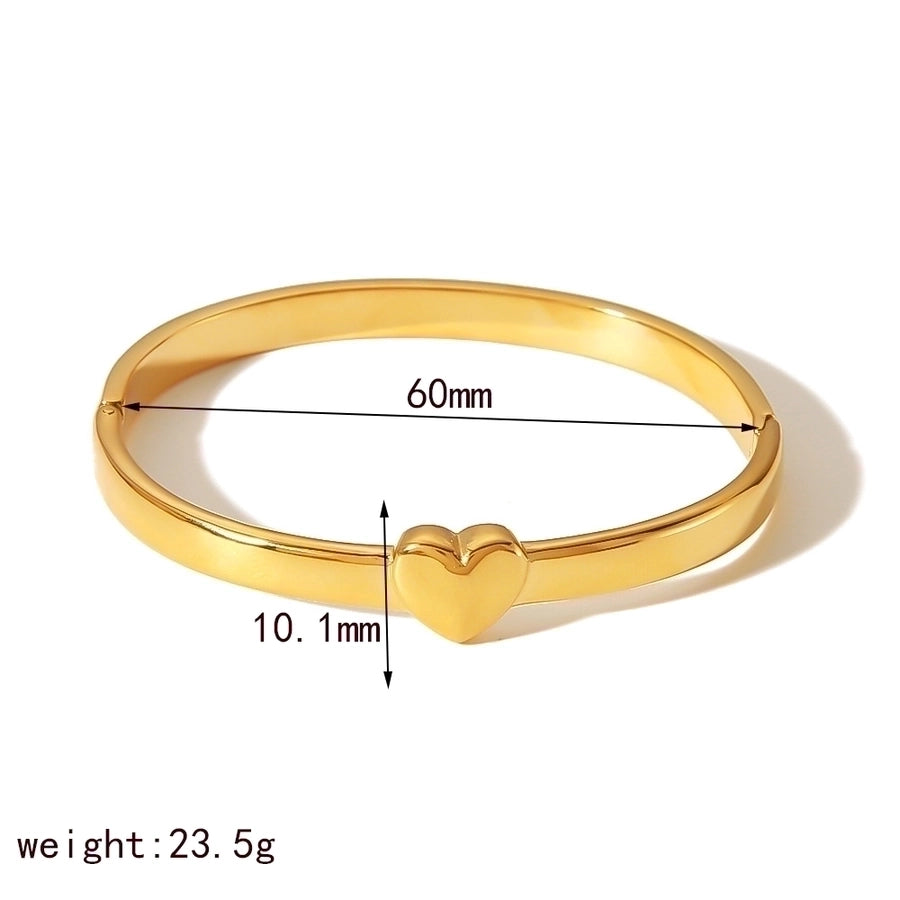 304 Stainless Steel 18K Gold Plated IG Style Simple Style Plating Heart Shape Bangle