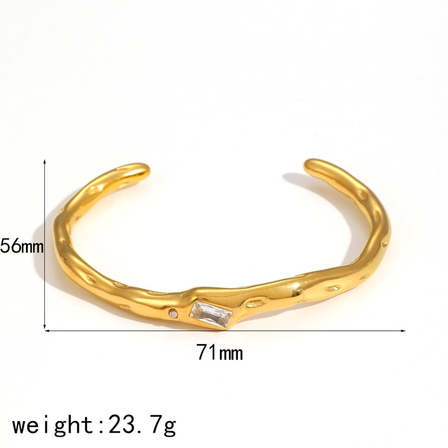 French Style Irregular Geometric 304 Stainless Steel 18K Gold Plated Bangle In Bulk