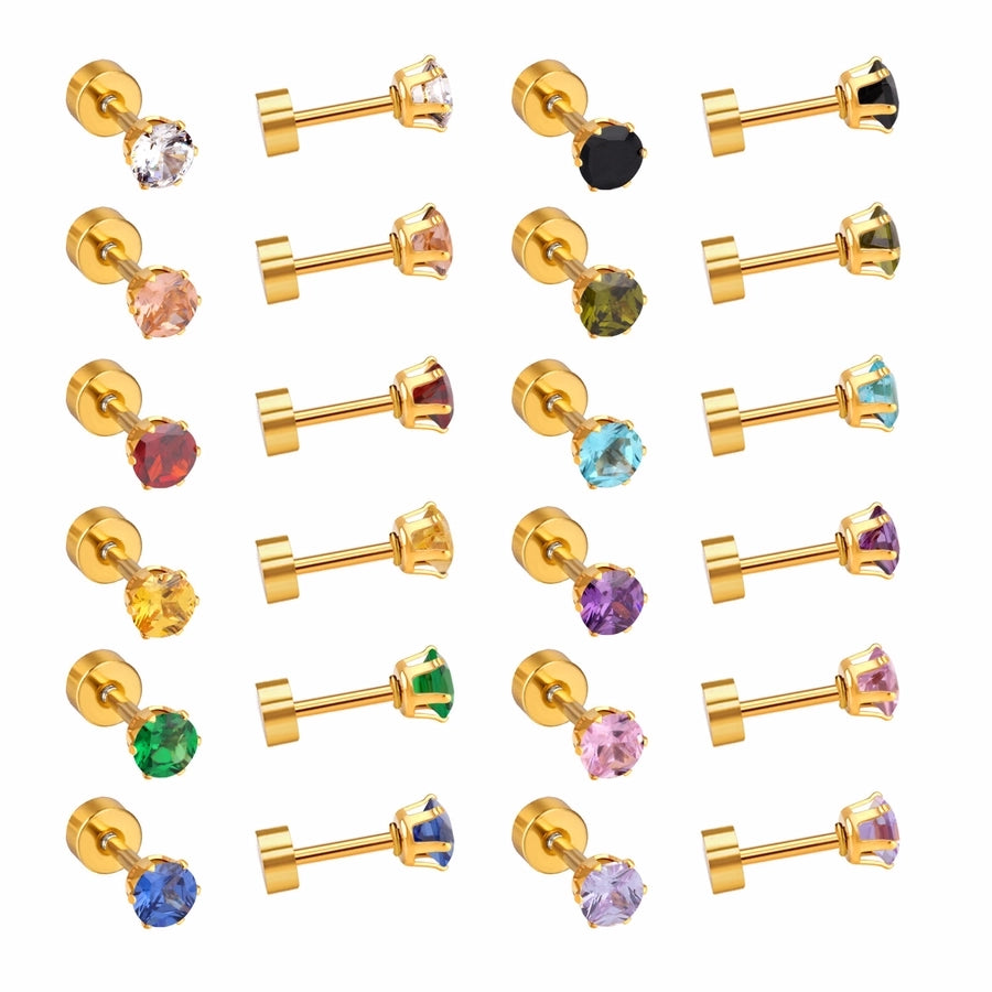 1 Set Casual Elegant Simple Style Geometric Plating 304 Stainless Steel Zircon Ear Studs