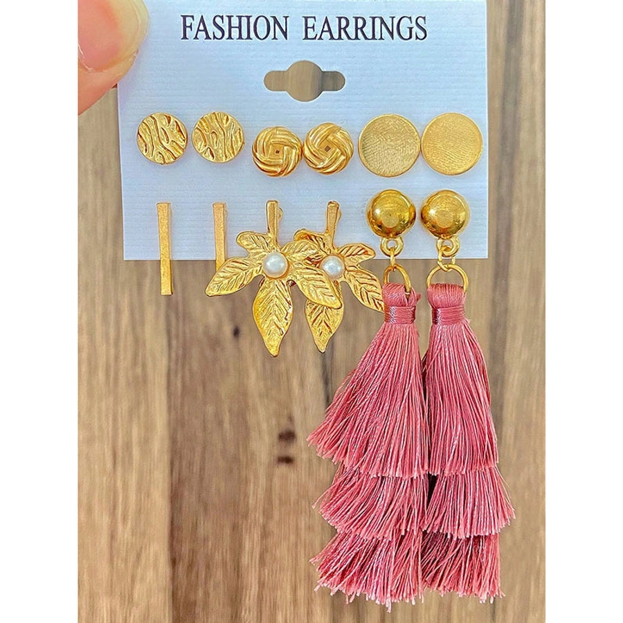 1 set ig style casual round plating inlay alloy pearl earrings