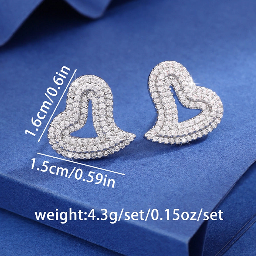 1 Pair Elegant Simple Style Heart Shape Copper Zircon Imitation Gold  Ear Studs