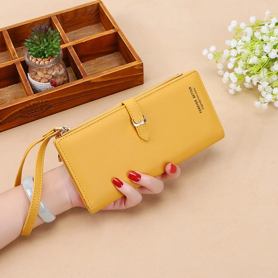 Women's Solid Color Pu Leather Buckle Wallets