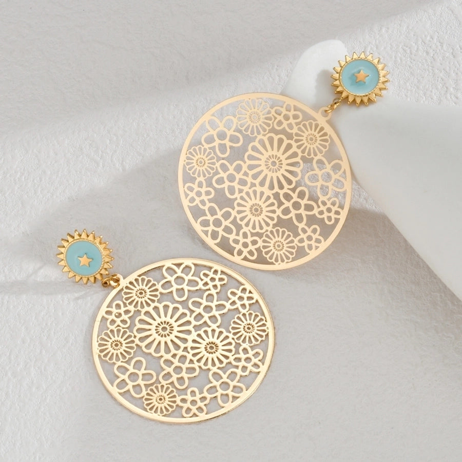 1 Piece Elegant Luxurious Geometric Hollow Out 304 Stainless Steel 18K Gold Plated Drop Earrings