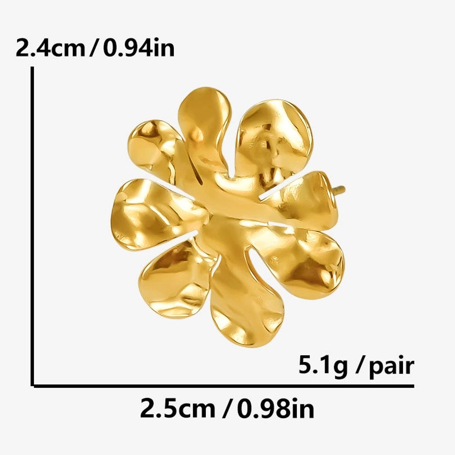 1 Pair IG Style Simple Style Flower Plating 304 Stainless Steel Ear Studs