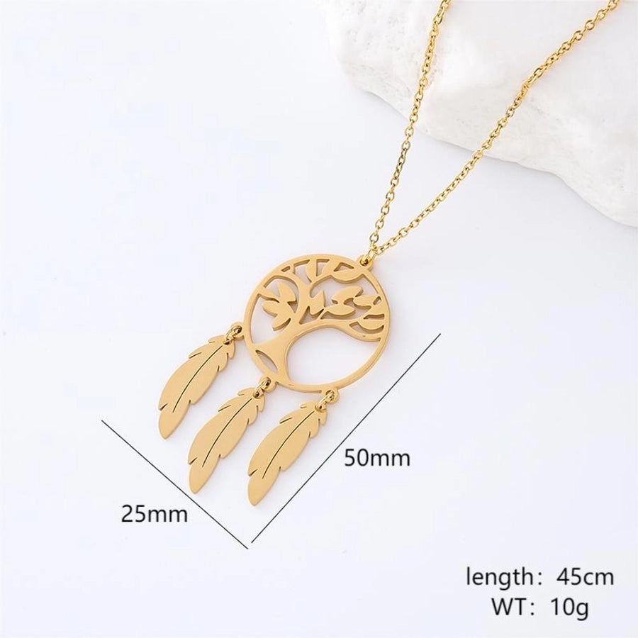 Jewelry Vintage Style Dreamcatcher 304 Stainless Steel Pendant Necklace