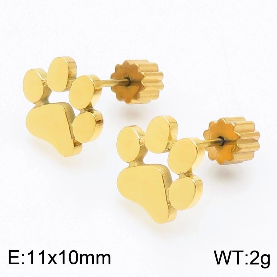 Fashion Heart Titanium Steel 18K Gold Plated Earrings Ear Studs