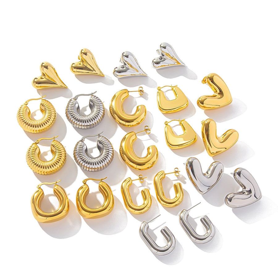 1 Pair Simple Style Classic Style U Shape Heart Shape Plating 316L Stainless Steel  Ear Studs