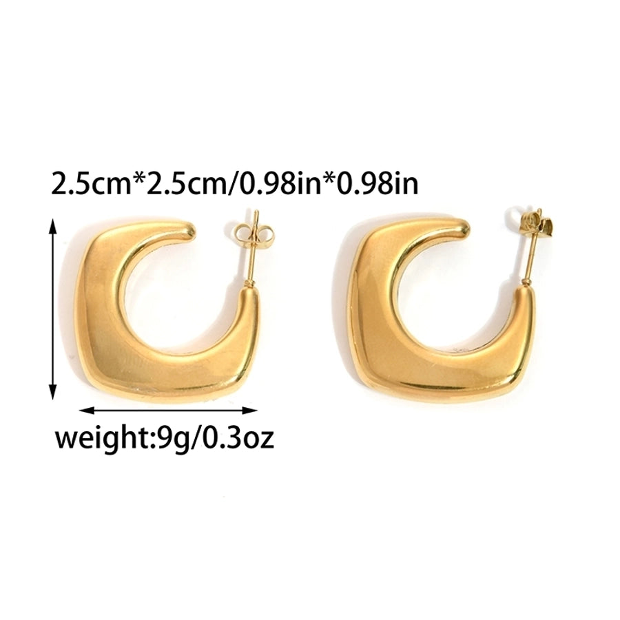 1 Pair Casual Simple Style Commute C Shape Moon Twist Plating 304 Stainless Steel 14K Gold Plated Earrings - CEJEW