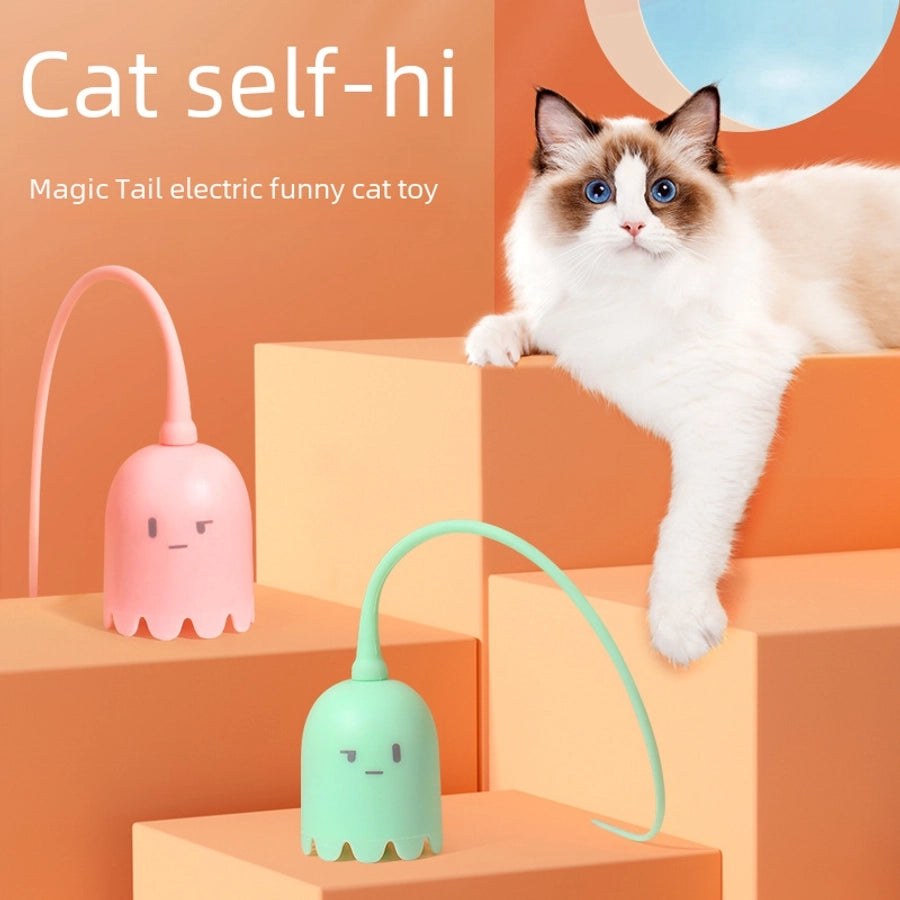 Electric Pet Toy Smart Tail Cat Toy Silicone Tail Bite-resistant Automatic Self-entertaining Rotating Rolling Ball