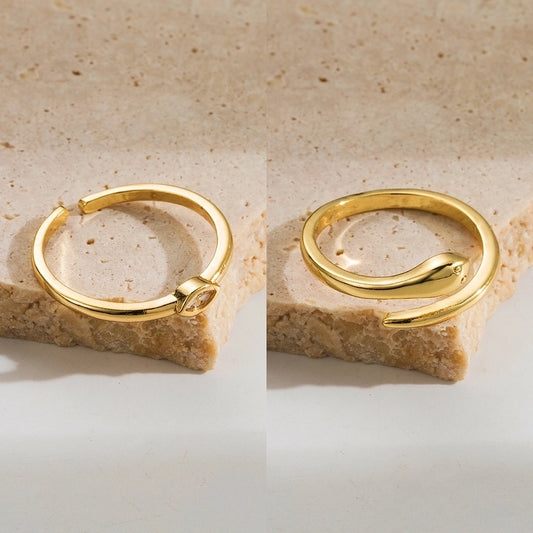 Copper 18K Gold Plated Solid Color Rings - CEJEW