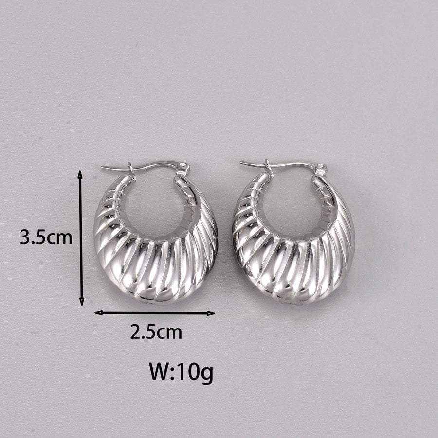 1 Pair Simple Style Classic Style C Shape Plating 304 Stainless Steel Titanium Steel 18K Gold Plated Ear Studs - CEJEW