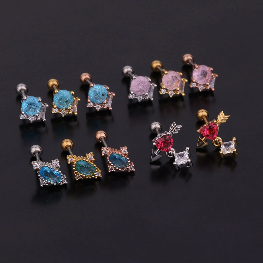 Ear Cartilage Rings & Studs 316L Stainless Steel  Copper Inlaid Zircon Zircon