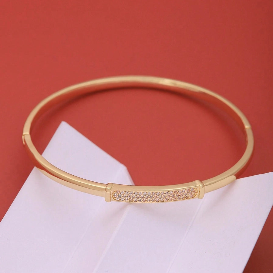 Copper 18K Gold Plated XUPING Simple Style Plating Inlay Heart Shape Zircon Bangle