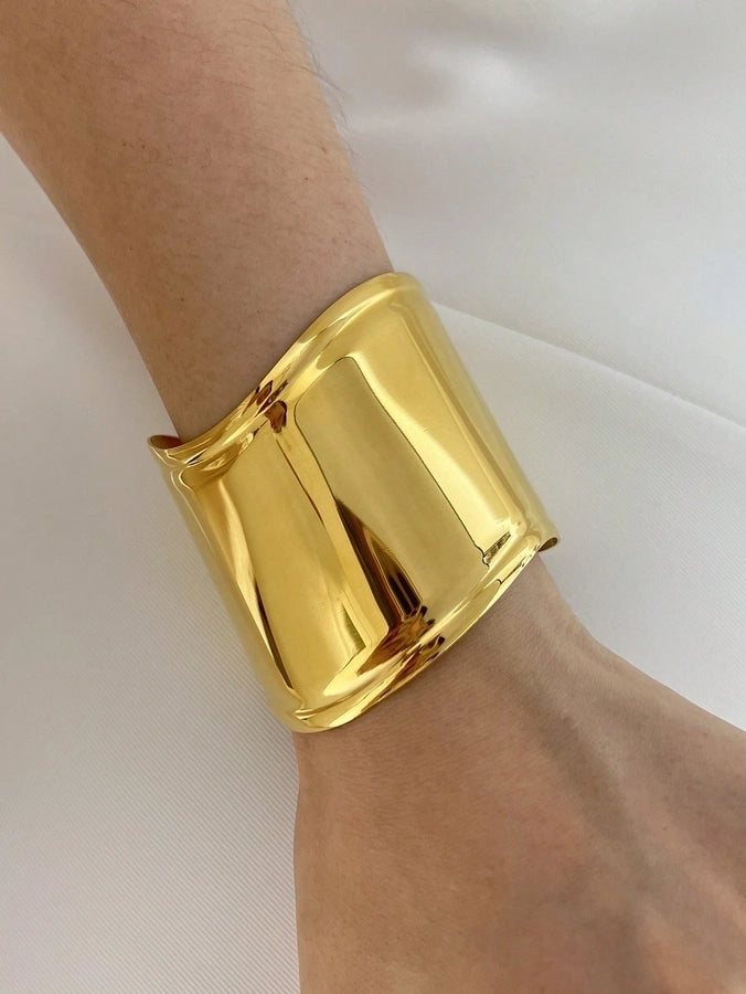 Exaggerated Simple Style Cool Style Square 304 Stainless Steel 18K Gold Plated Bangle In Bulk