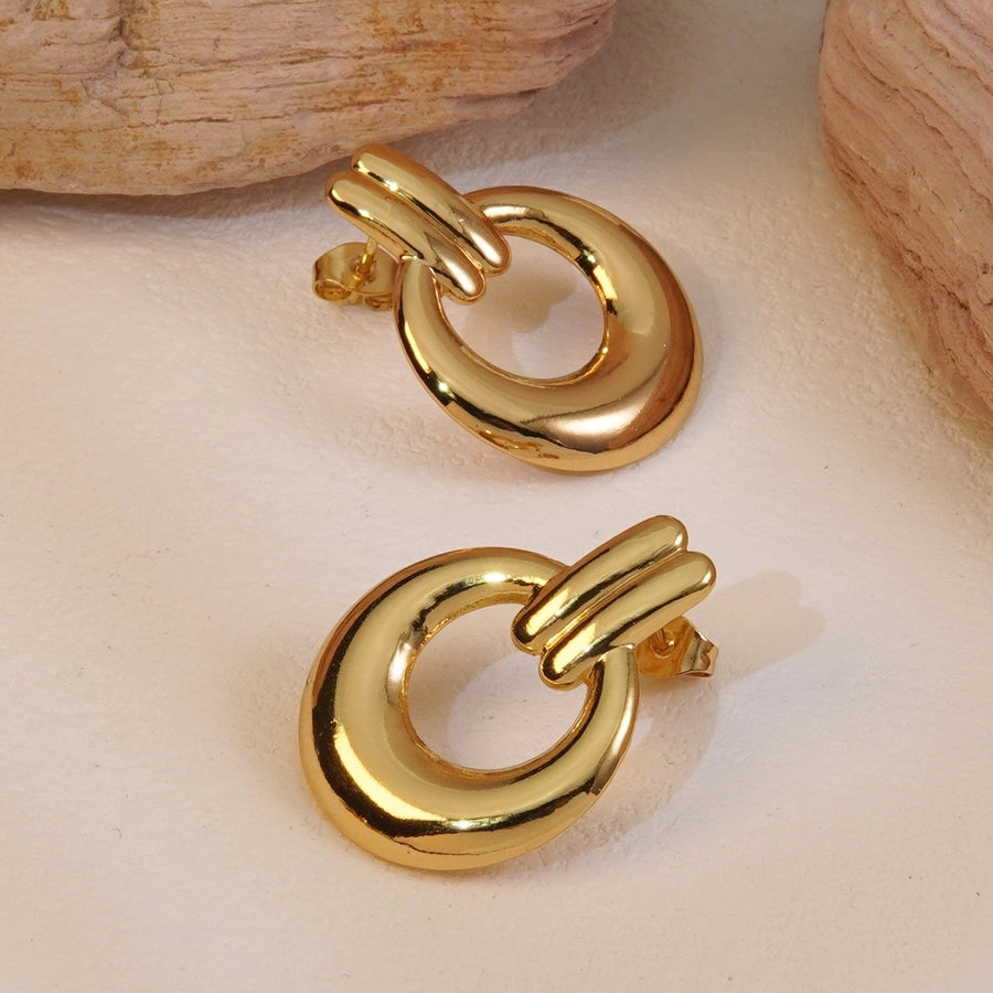 1 Pair Elegant Streetwear Circle 304 Stainless Steel Imitation Gold  Ear Studs